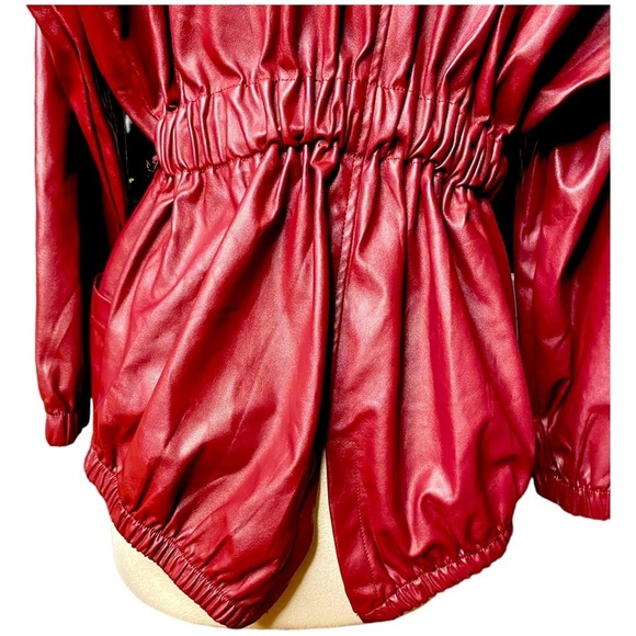 NWOT BURGUNDY Milan Runway LAMBSKIN Leather hooded jacket - Picture 11 of 16